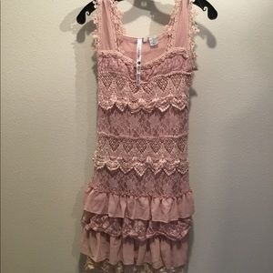Pink lacy  mini dress